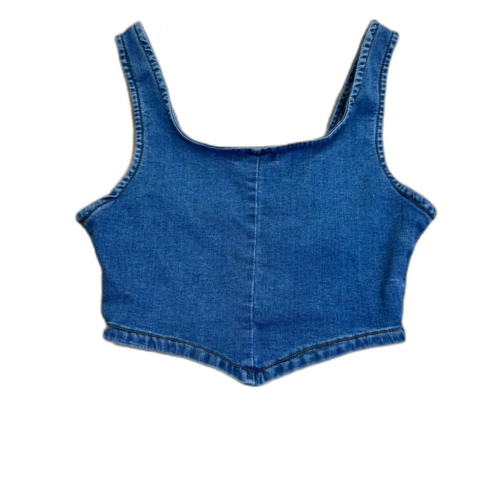 Y2K Roma Studio by Rosee Denim Corset Crop Top Juniors XL Bustier - Picture 3 of 8